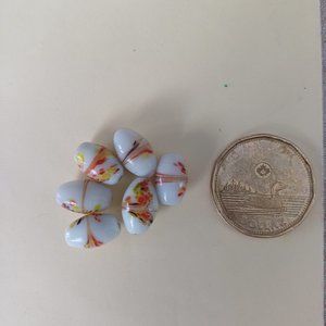 Six Floral Porcelain Beads